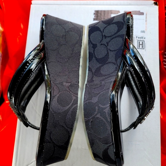 COACH Nella Patent Leather Strap Platforms, EUC - Picture 3 of 4